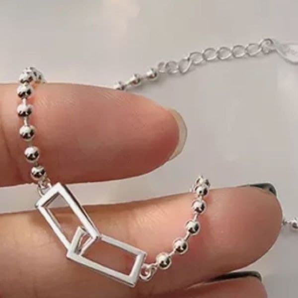 The Cuffing Season Squared Silver Bracelet stamped 925 - Thumbnail 7