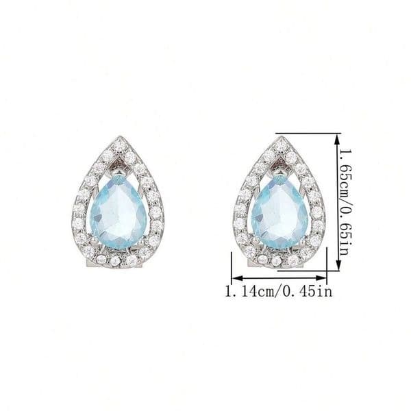 Blue Topaz Tear Drop hinge closure silver earrings - Thumbnail 8