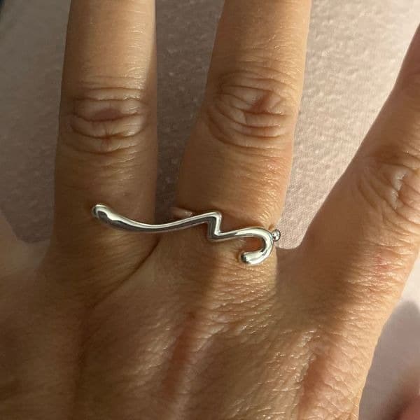 The Irregular Signature 2 finger Ring in Silver - Thumbnail 8