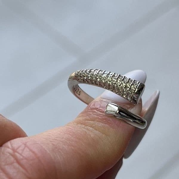 The Epic Bypass ring adjustable in 925 silver and cubic zirconia - Thumbnail 5