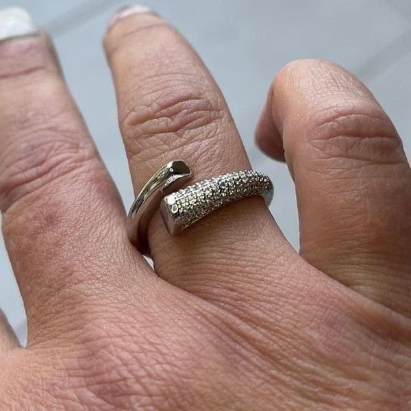 The Epic Bypass ring adjustable in 925 silver and cubic zirconia - Thumbnail 4
