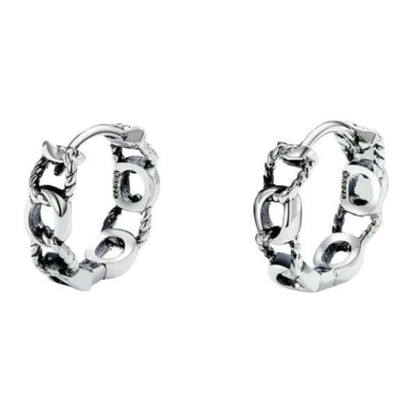 The Mini Chain Hoop dainty 925 silver huggie, hoop earrings. - Thumbnail 2