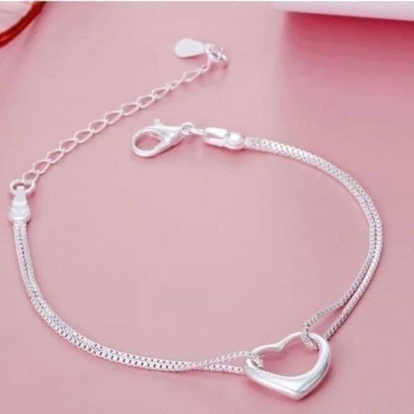 The Precious Heart double chain charm bracelet in 925 - Thumbnail 4