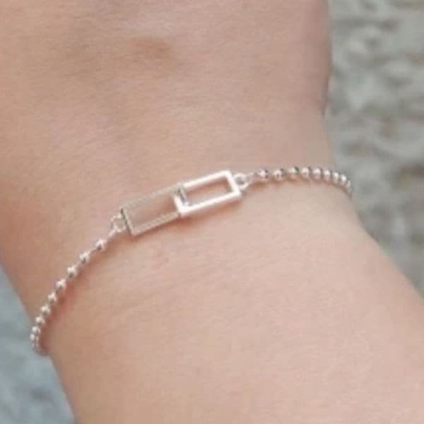 The Cuffing Season Squared Silver Bracelet stamped 925 - Thumbnail 8