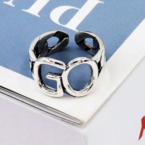 The GO FOR IT Ring adjustable in silver 925 - Thumbnail 2