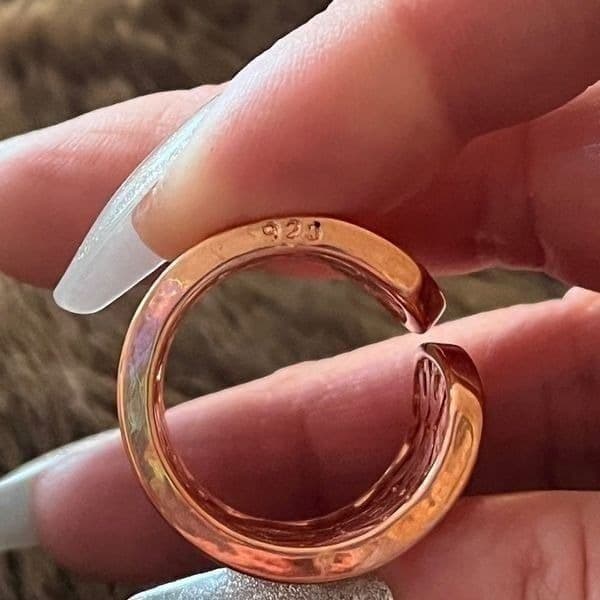 The Paris in Rose Golf crystal accented heart cuff open ring - Thumbnail 10