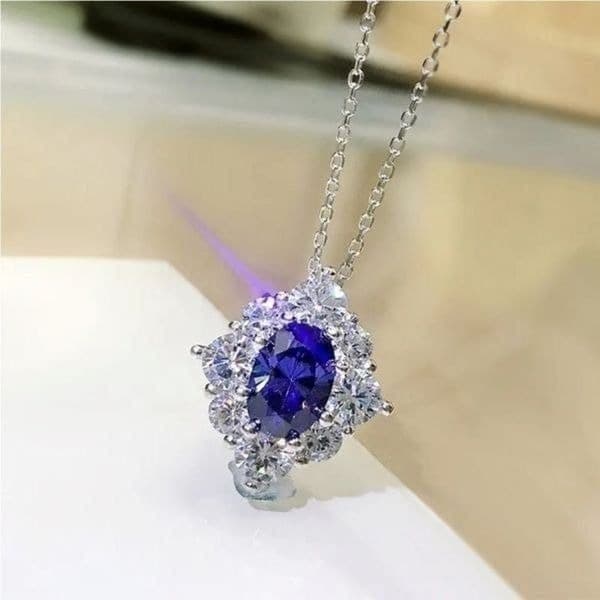 The Katherine Pendant Necklace in blue sapphire and 925 silver - Image 1