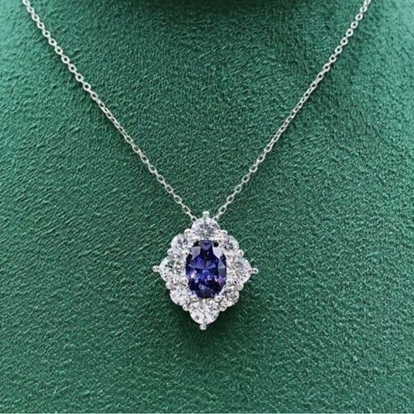 The Katherine Pendant Necklace in blue sapphire and 925 silver - Thumbnail 11