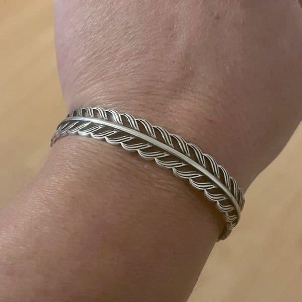 The Braided Cuff Bracelet adjustable, open in 925 silver. - Thumbnail 2