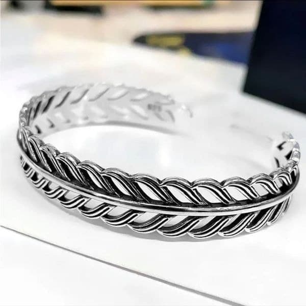 The Braided Cuff Bracelet adjustable, open in 925 silver. - Thumbnail 3