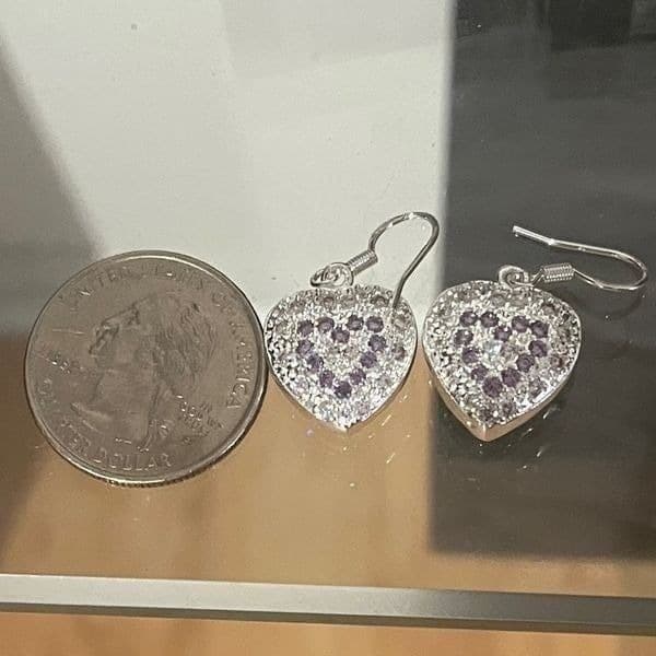 The Dangling Puff Heart earrings in 925 and cubic zirconia - Thumbnail 3