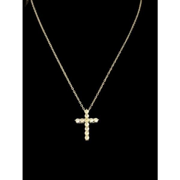 Sparkling Silver and lab created diamond cross pendant on sterling silver chain - Thumbnail 10