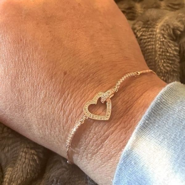 The Rose Gold Heart Chakra Slide Closure bracelet with heart pendant. - Thumbnail 2