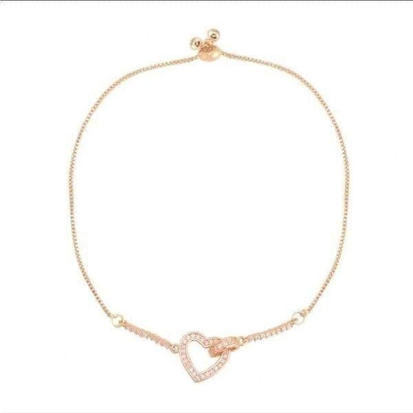 The Rose Gold Heart Chakra Slide Closure bracelet with heart pendant. - Thumbnail 3