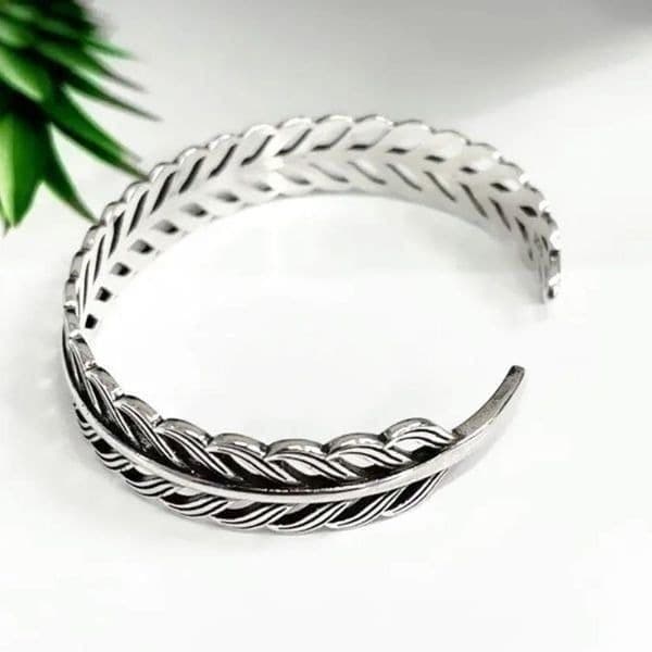 The Braided Cuff Bracelet adjustable, open in 925 silver. - Thumbnail 4