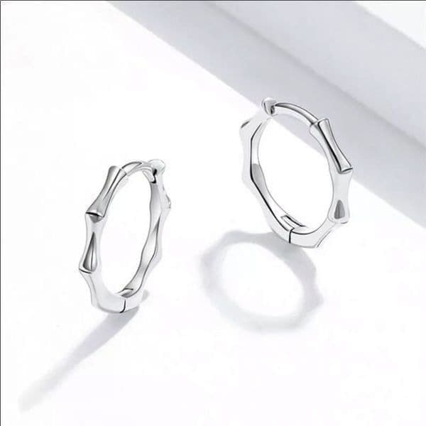 The Bamboo Boo 925 silver dainty huggie, hoop earrings - Image 1