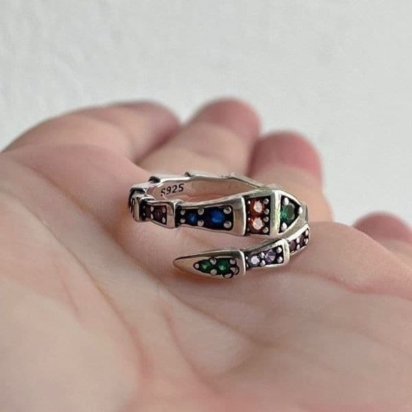 The Multi-Colored Serpent Ring in 925 silver - Thumbnail 3