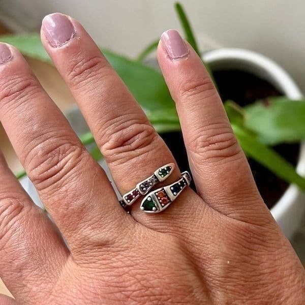 The Multi-Colored Serpent Ring in 925 silver - Thumbnail 8