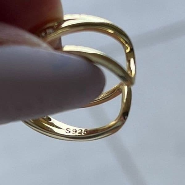 The Triple Bling Ring adjustable in 14k gold over 925 with cubic zirconia - Thumbnail 6