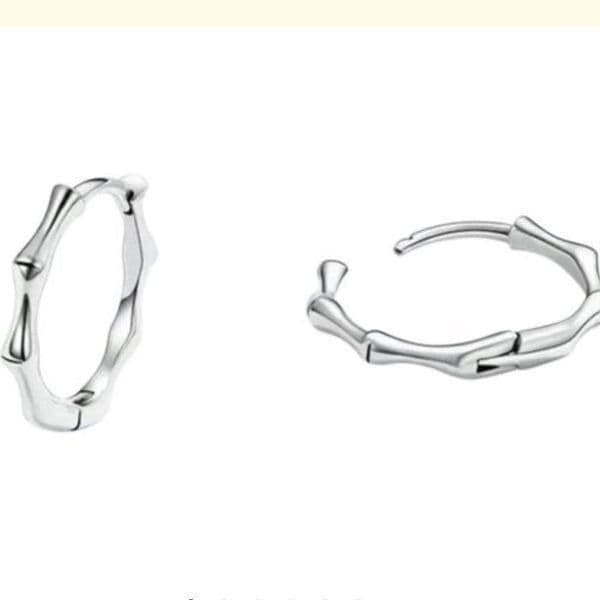 The Bamboo Boo 925 silver dainty huggie, hoop earrings - Thumbnail 12