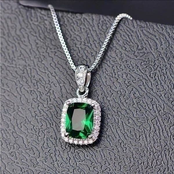 The Emerald Stunner Pendant Necklace in 925 silver - Image 1