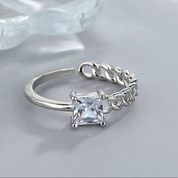The Multi Ring adjustable 925 half link ring with cubic zirconia - Image 1