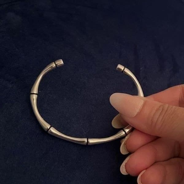 The bamboo II open bracelet in 925 silver - Thumbnail 6