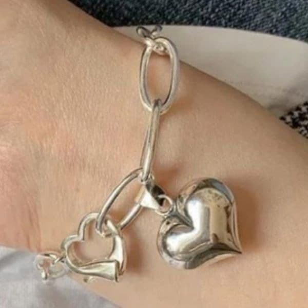 The LOVE Heart Pendant & clasp link bracelet in 925 - Image 1