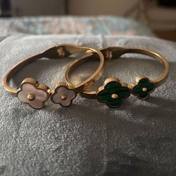 Vintage pearl Clover hinge bracelet - Thumbnail 8