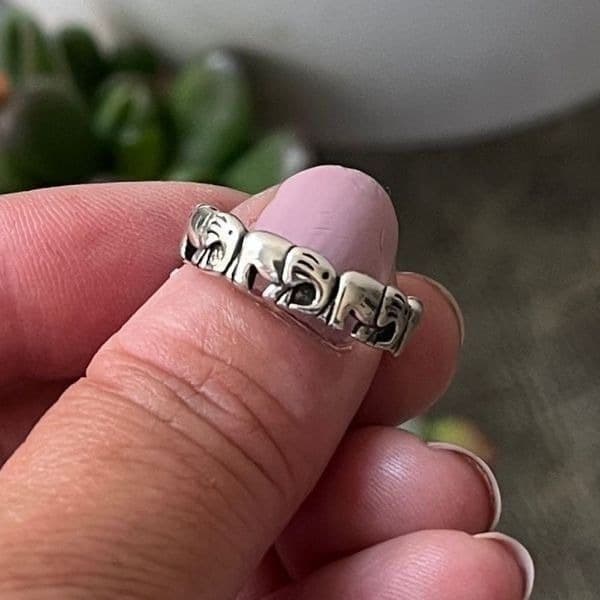 The Elephant Adjustable silver ring in 925 silver - Thumbnail 7