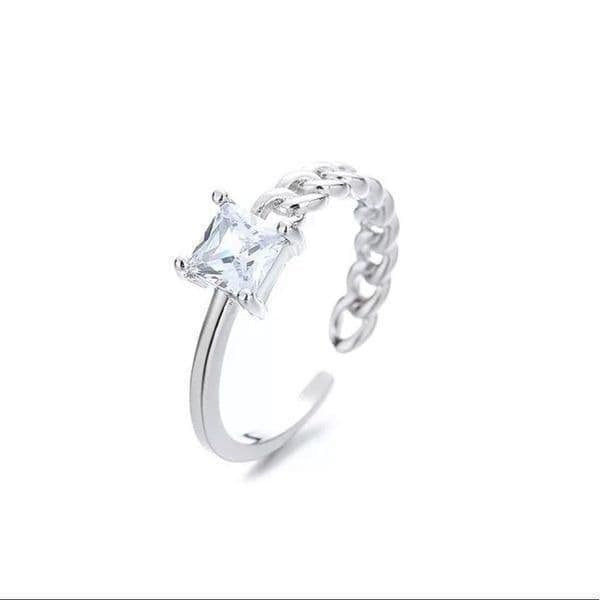 The Multi Ring adjustable 925 half link ring with cubic zirconia - Thumbnail 4