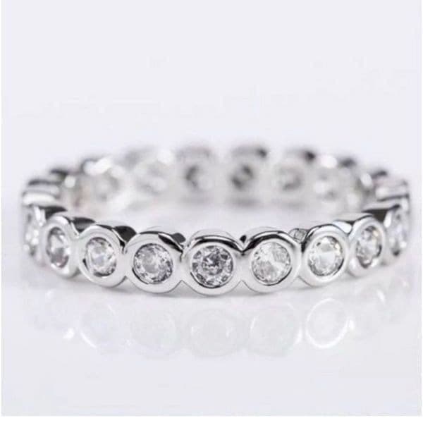 The Brilliant Bezel eternity band with zircon in Sterling Silver sz 10 - Thumbnail 3