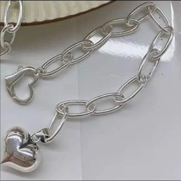 The LOVE Heart Pendant & clasp link bracelet in 925 - Thumbnail 3