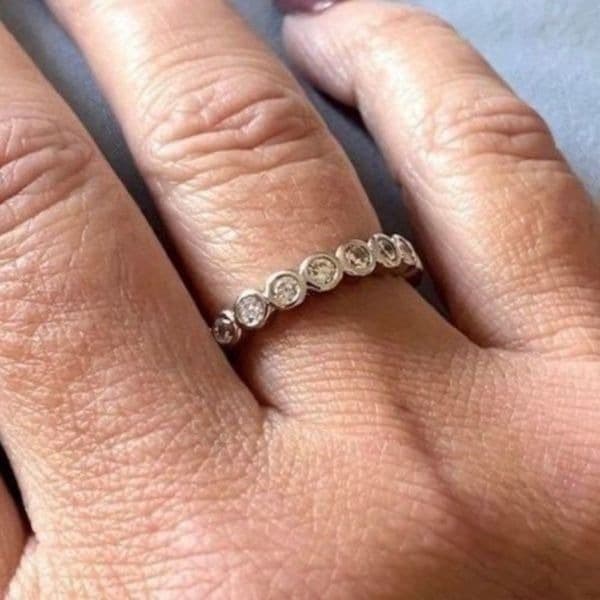 The Brilliant Bezel eternity band with zircon in Sterling Silver sz 10 - Thumbnail 4