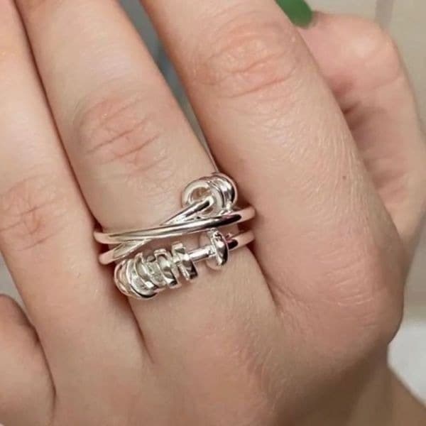 The Abstract Geo statement Ring in 925 silver - Thumbnail 2