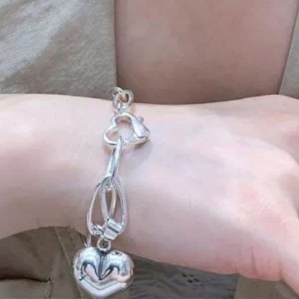The LOVE Heart Pendant & clasp link bracelet in 925 - Thumbnail 4