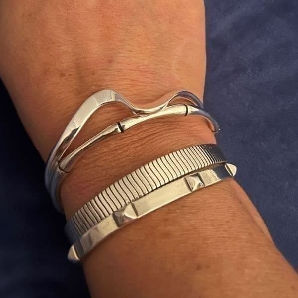 The bamboo II open bracelet in 925 silver - Thumbnail 10