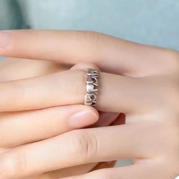 The Elephant Adjustable silver ring in 925 silver - Image 1