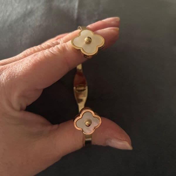 Vintage pearl Clover hinge bracelet - Thumbnail 6