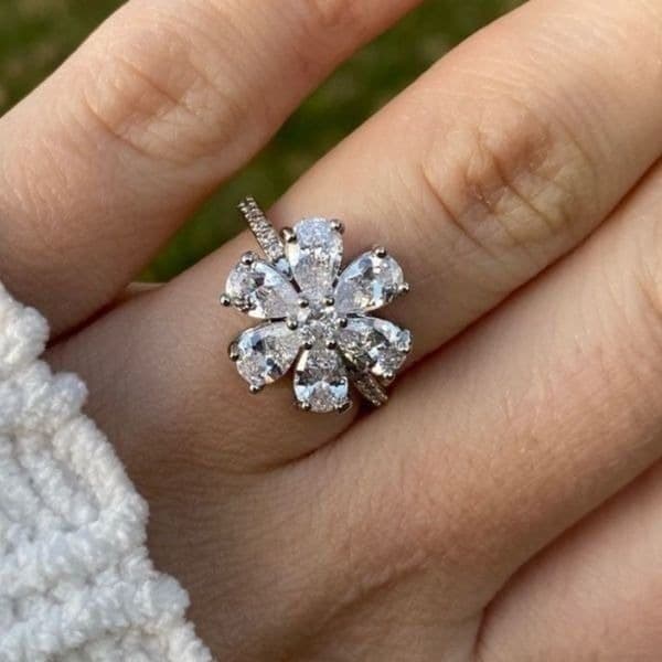 The Floral Mystique silver and white sapphire ring sz 6 - Image 1