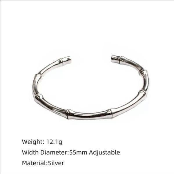 The bamboo II open bracelet in 925 silver - Thumbnail 2