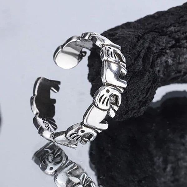 The Elephant Adjustable silver ring in 925 silver - Thumbnail 3