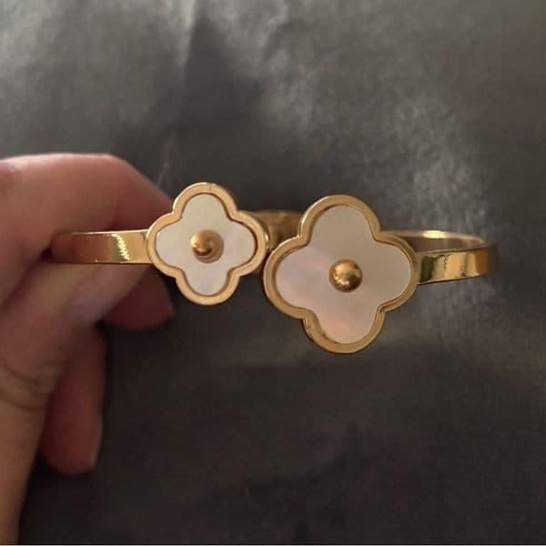 Vintage pearl Clover hinge bracelet - Thumbnail 7