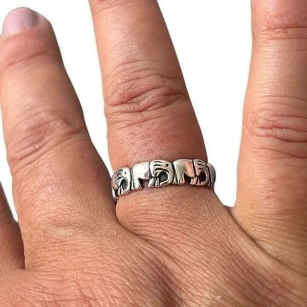 The Elephant Adjustable silver ring in 925 silver - Thumbnail 2
