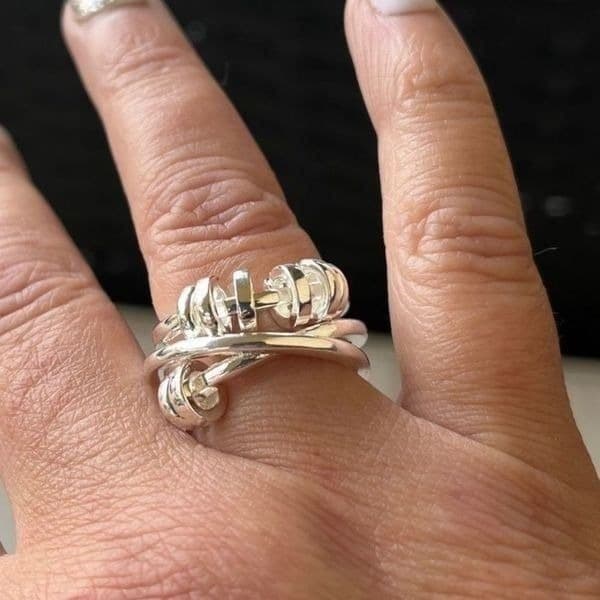 The Abstract Geo statement Ring in 925 silver - Thumbnail 5