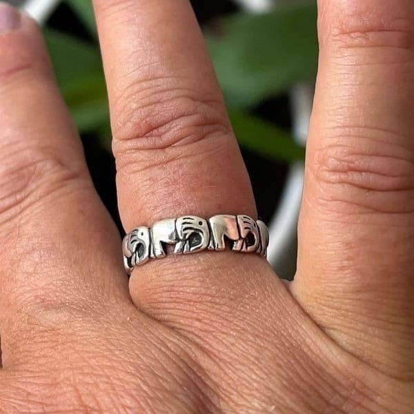 The Elephant Adjustable silver ring in 925 silver - Thumbnail 9