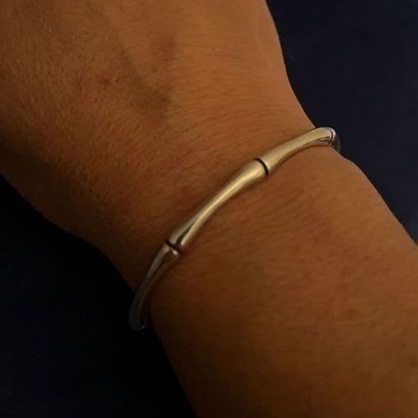 The bamboo II open bracelet in 925 silver - Thumbnail 7
