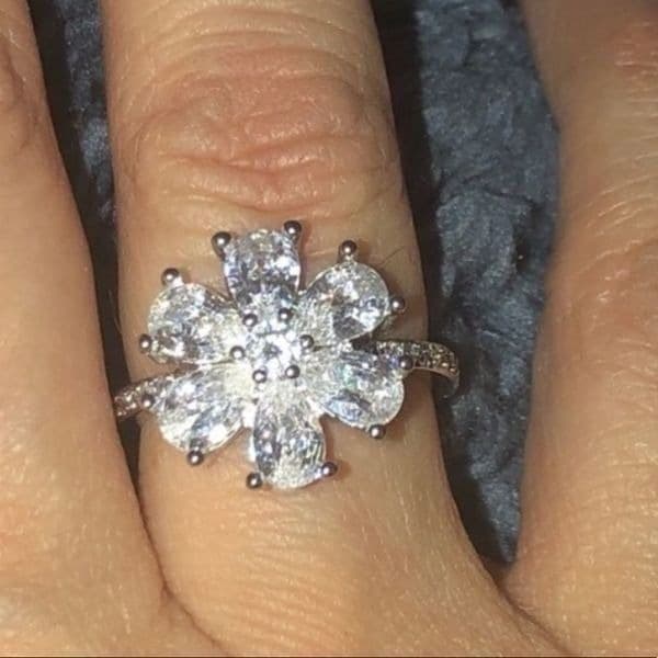 The Floral Mystique silver and white sapphire ring sz 6 - Thumbnail 2