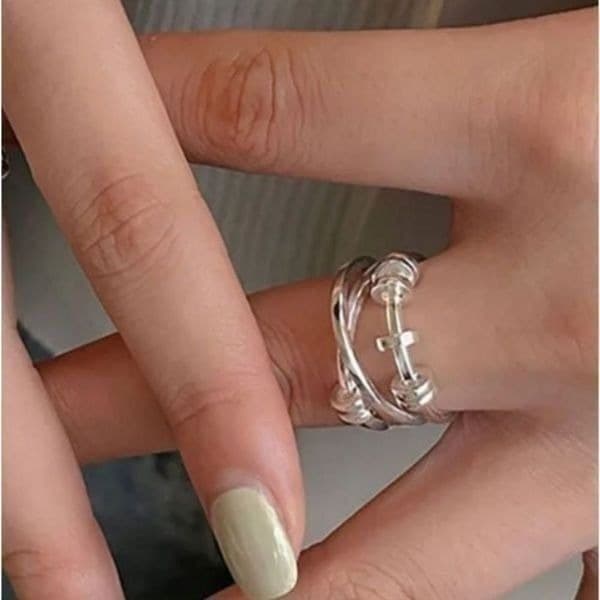 The Abstract Geo statement Ring in 925 silver - Thumbnail 4
