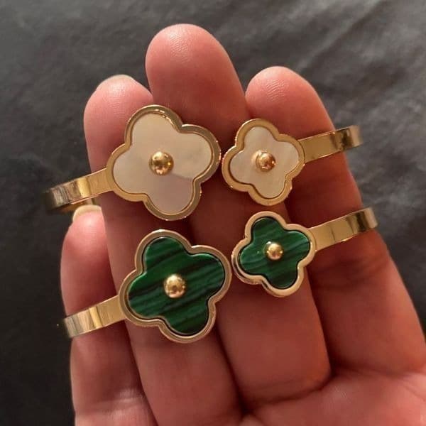 Vintage pearl Clover hinge bracelet - Thumbnail 9